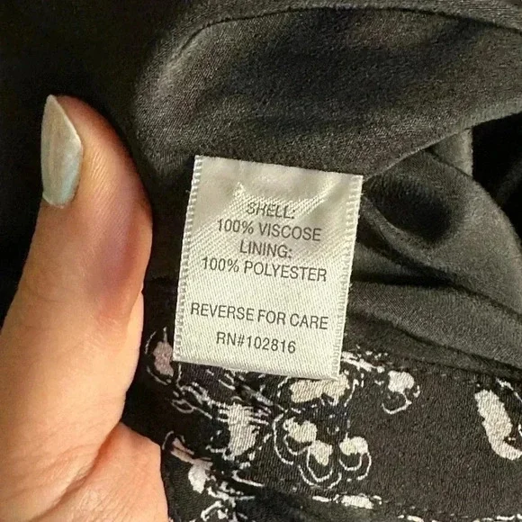 Garnet Hill Women's Sz 18 Lined Black & White Print Dress Drop Waist And Pockets - Picture 6 of 6